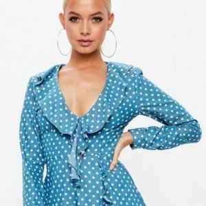 Missguided - Petite polka dot wrap around tea dres